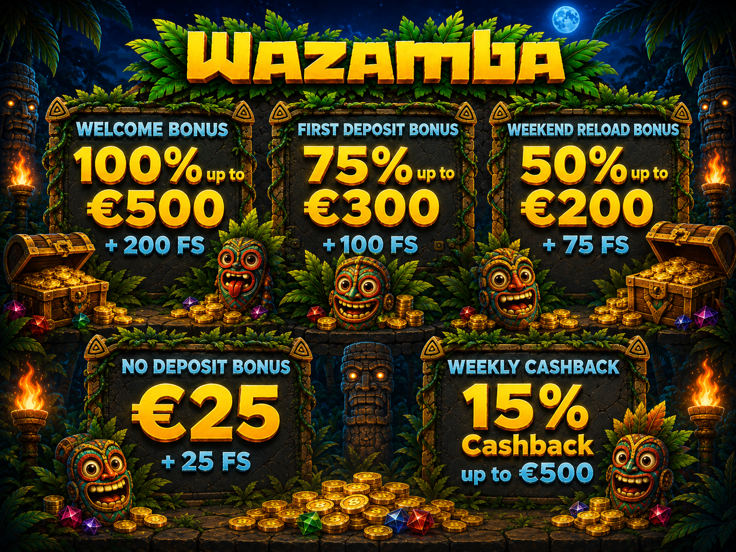 Ilustrace ikony procenta cashbacku a mincí představující nabídky cashbacku na Wazambě
